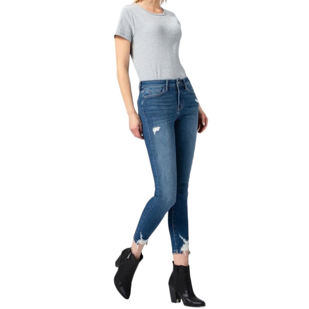 NWT Flying Monkey Mid Rise Distressed Hem Cropped Skinny Jean Size 25